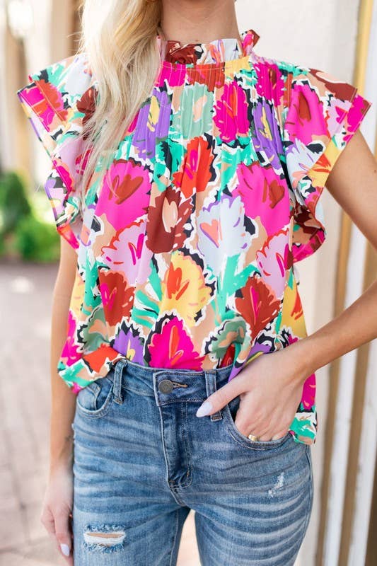 floral ruffle blouse