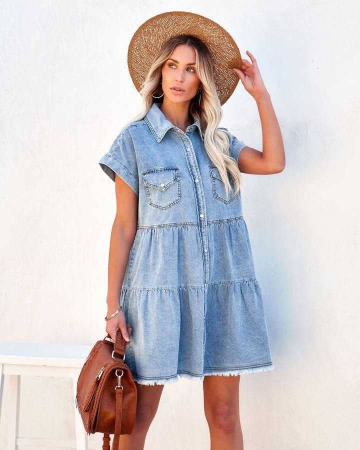 Casual Denim Shirt Dress: Denim Blue LeFleur Floral Design + Events, Inc. Casual Denim Shirt Dress: Denim Blue LeFleur Floral Design + Events, Inc.