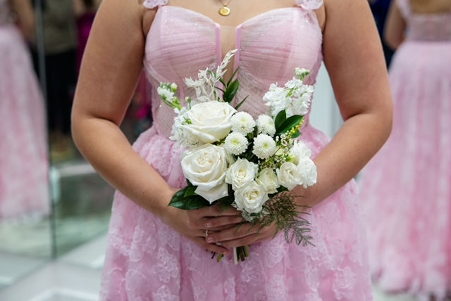 strapless open back dress White Mix Prom Posy Bouquet 2026 – Handcrafted Fresh Blooms – LeFleur  Floral Design + Events, Inc