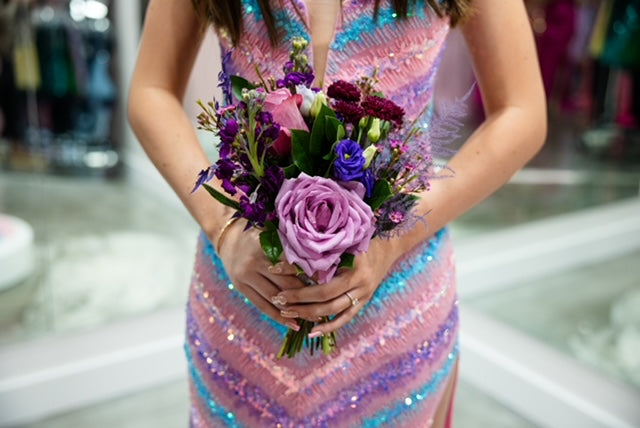 strapless open back dress Custom Posy Hand Held Bouquet | Prom Floral main image 0