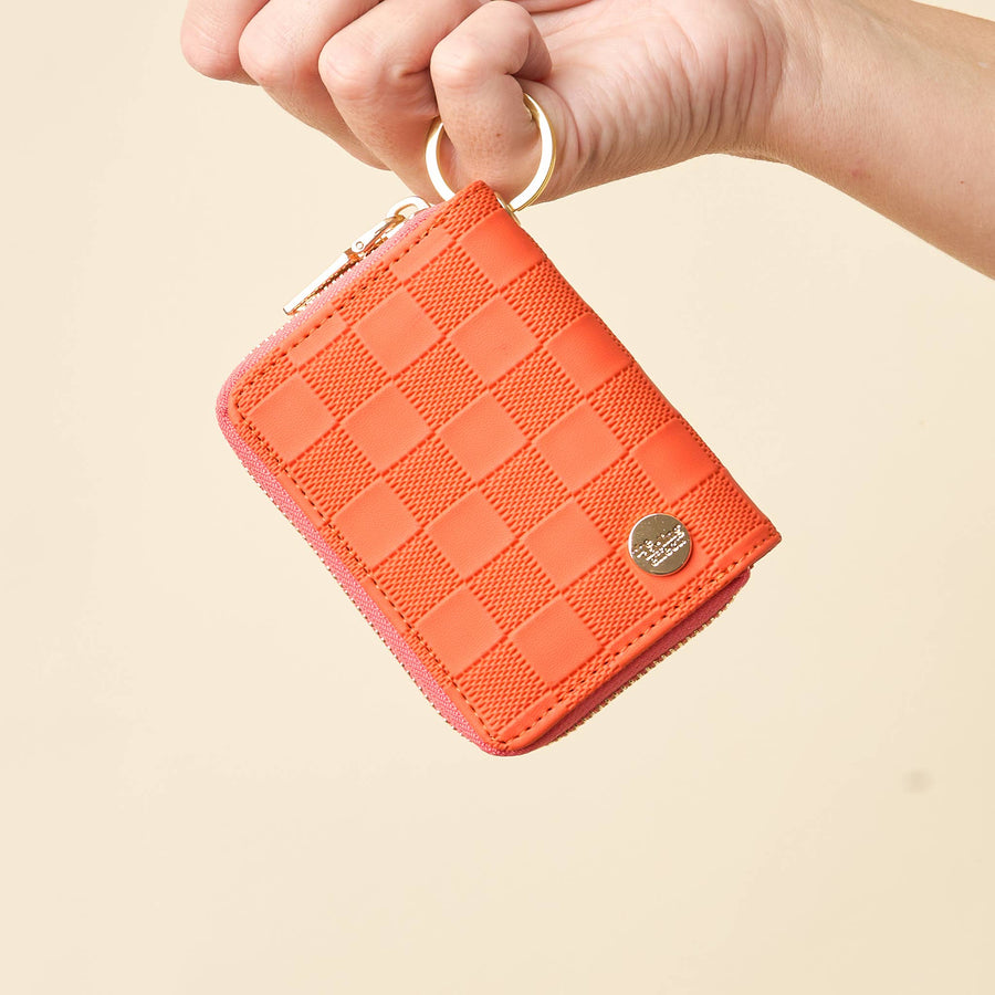 The Darling Effect- Orange Check Zip Around Wallet-