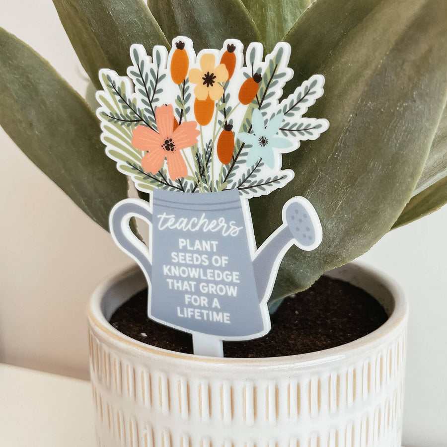 Teacher Watering Can Plant Stake (with Plant Option)