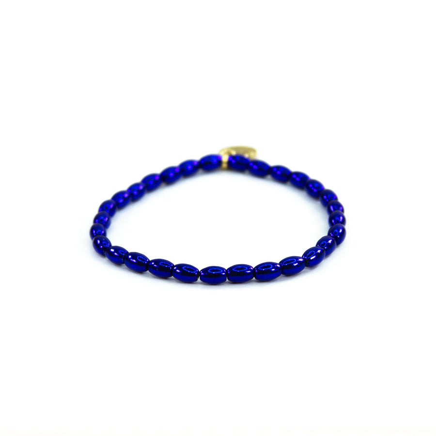 Savvy Bling - Blue 18K Gold Filled Bracelets: Matte Flat Blue & Gold