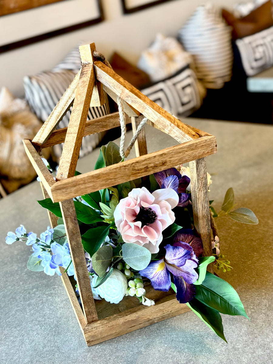 Wood Lantern: Pinks + Purples