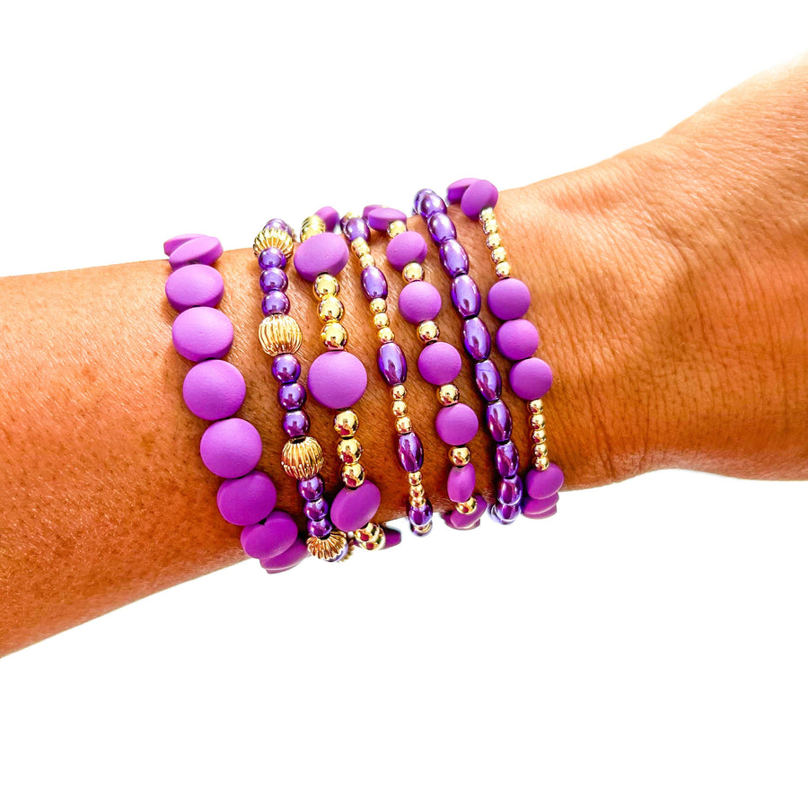 Savvy Bling - Purple Gold Filled Bracelets: Matte Flat Purple