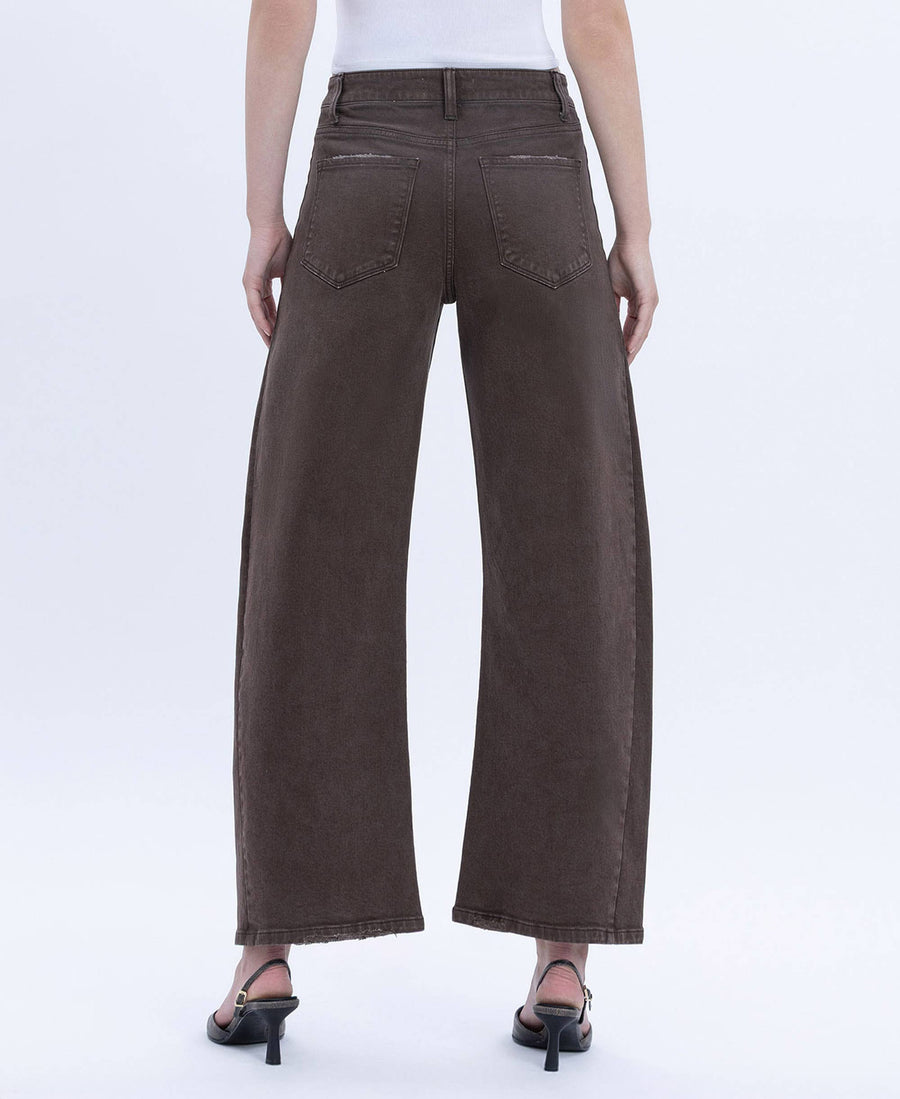 SUPER HIGH RISE ANKLE BARREL JEANS - TOAST
