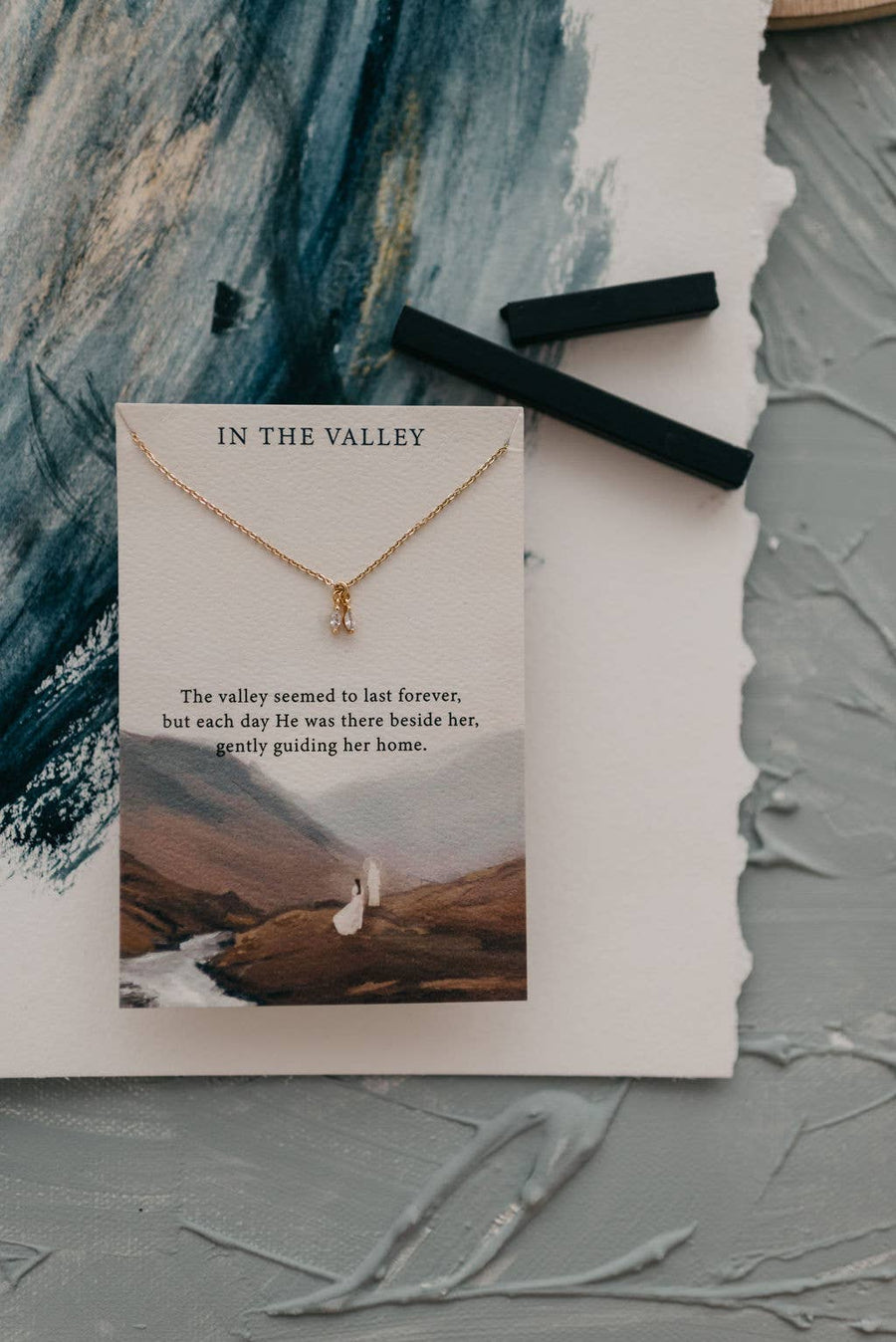 Dear Heart - In the Valley | Christian Necklace Gift | Psalm 23:4: 18"