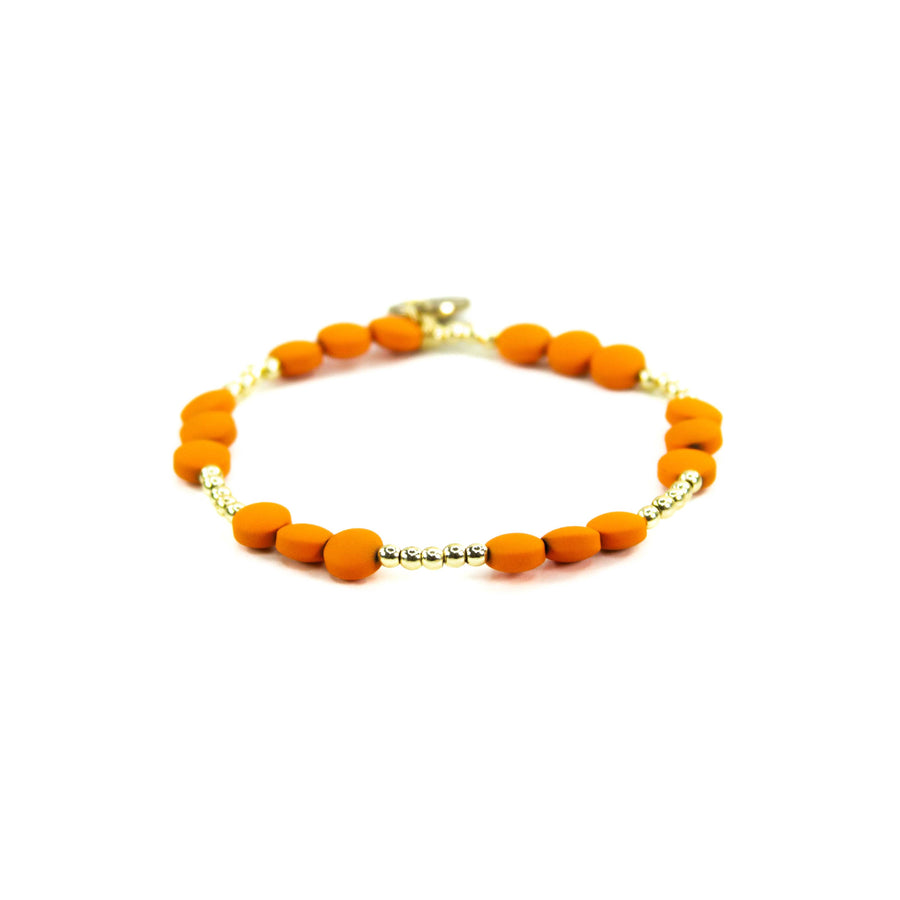 Savvy Bling - Orange Gold Filled Bracelets: Matte Orange & 3 Gold