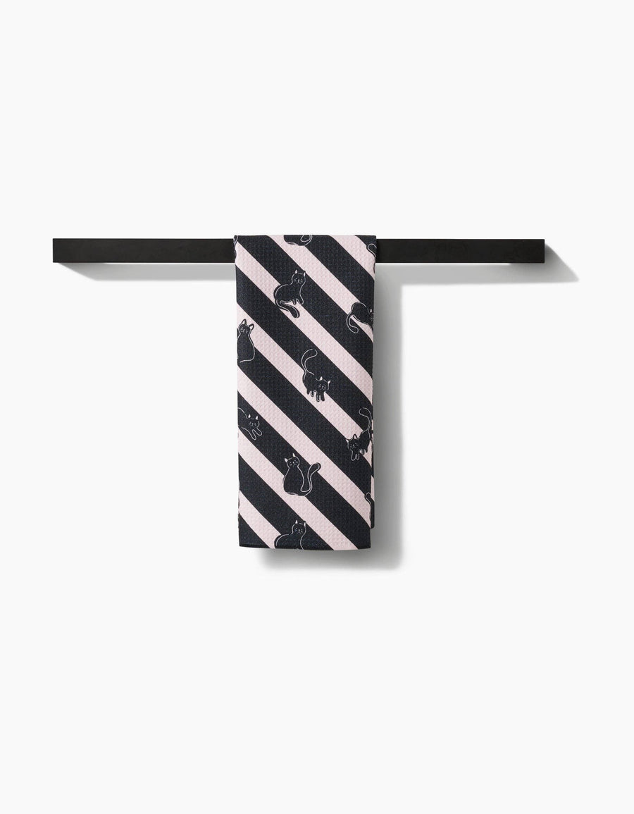 Geometry - Striped Black Cats Tea Towel