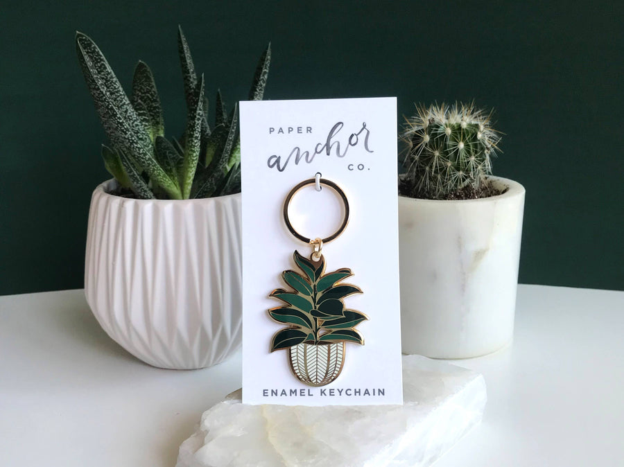 Rubber Tree Plant Keychain | Mother's Day Gift + Spring Gift