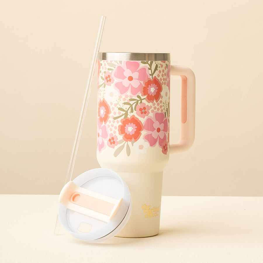 The Darling Effect - 40 oz Take Me Everywhere Tumbler-Beyond Blooms Pink Orange