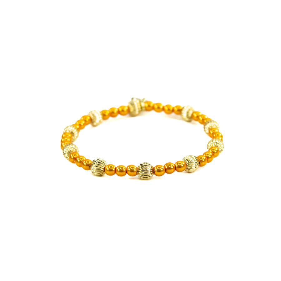 Savvy Bling - Orange Gold Filled Bracelets: Matte Orange & 3 Gold