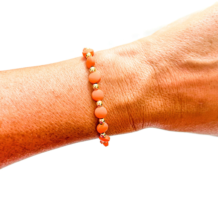 Savvy Bling - Orange Gold Filled Bracelets: Matte Orange & 3 Gold