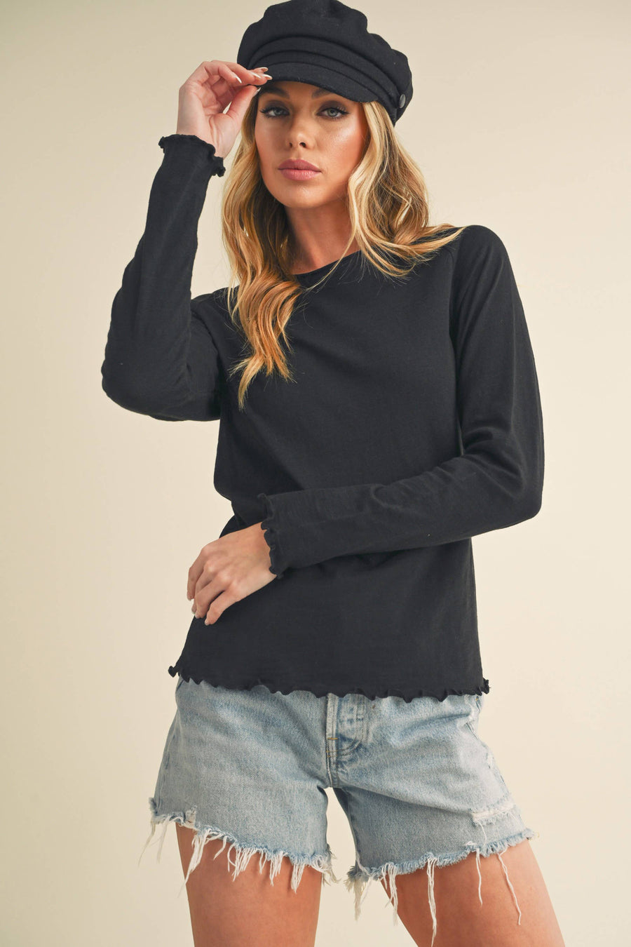 AEMI + CO - Black Gwen Baby Long Sleeve Top