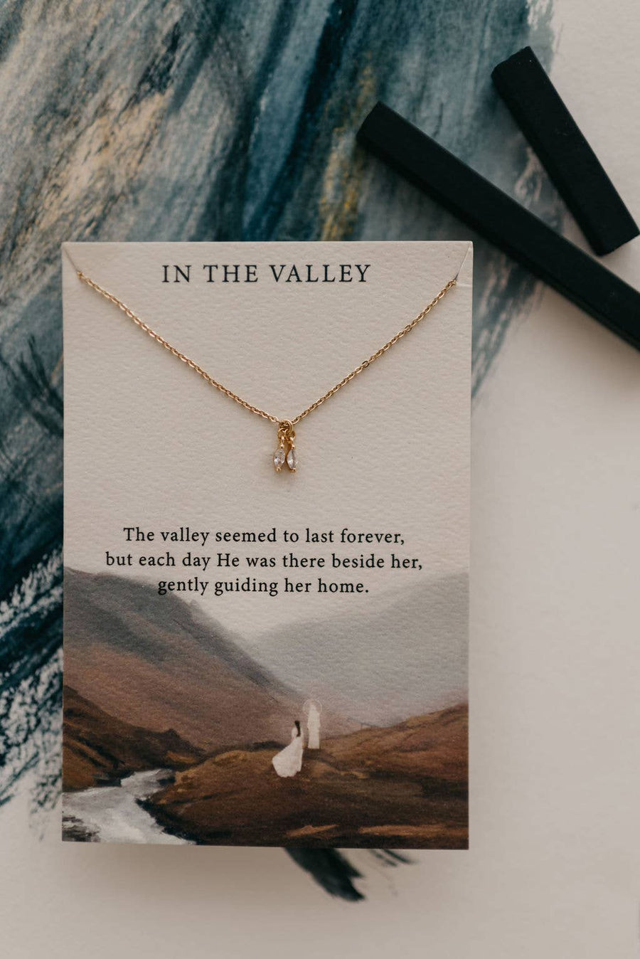 Dear Heart - In the Valley | Christian Necklace Gift | Psalm 23:4: 18"