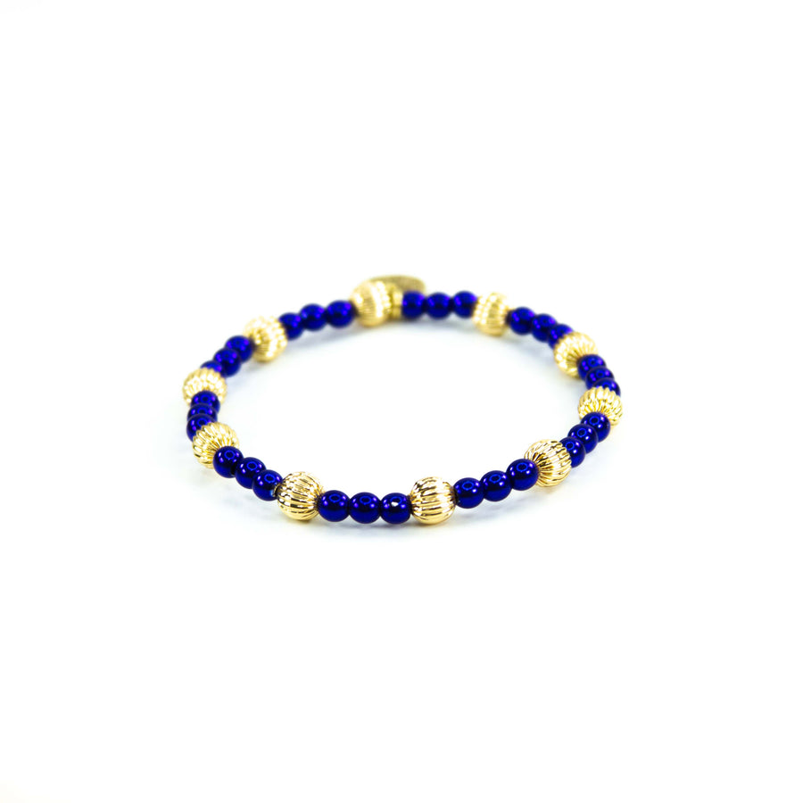 Savvy Bling - Blue 18K Gold Filled Bracelets: Matte Flat Blue & Gold