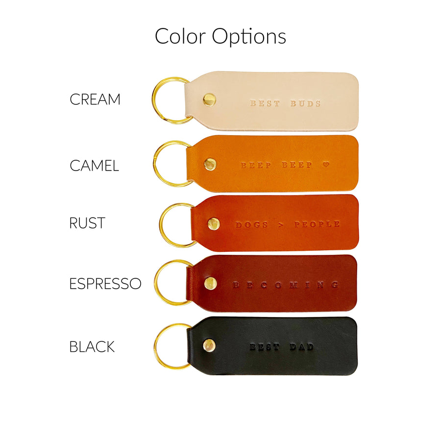 Twin Sparrow - "Buckle Up Buttercup" Script Keychain: Camel / Gold / Flat