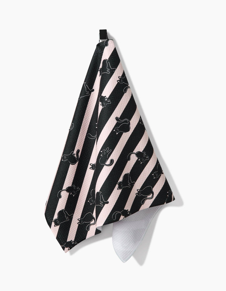 Geometry - Striped Black Cats Tea Towel