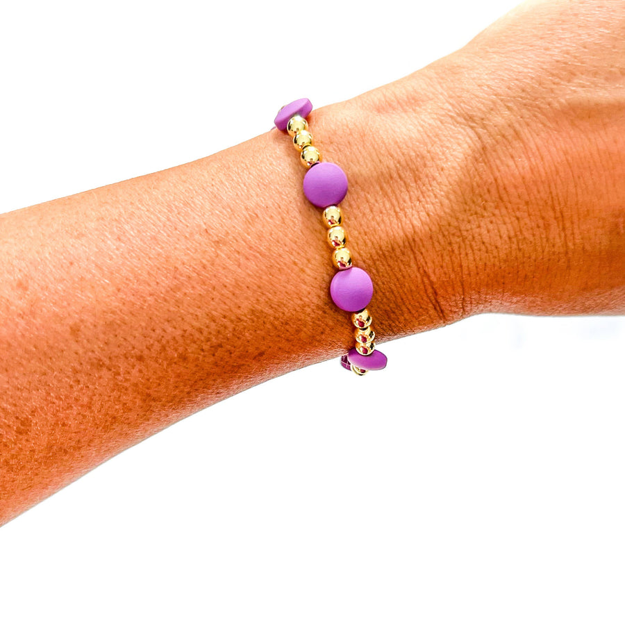 Savvy Bling - Purple Gold Filled Bracelets: Matte Flat Purple
