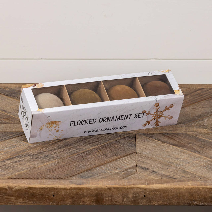 SET/ 4 - 3.25" TAN FLOCKED BALLS