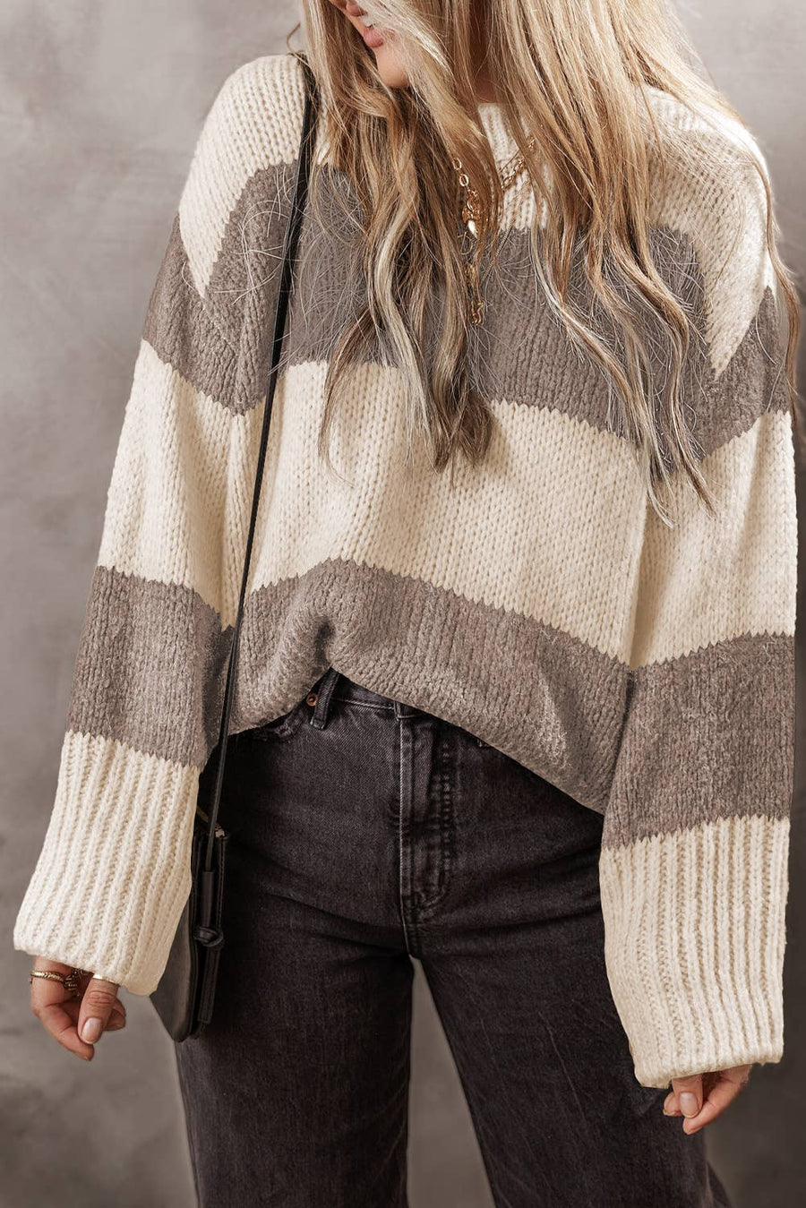 Colorblock Loose Sweater: Simply Taupe