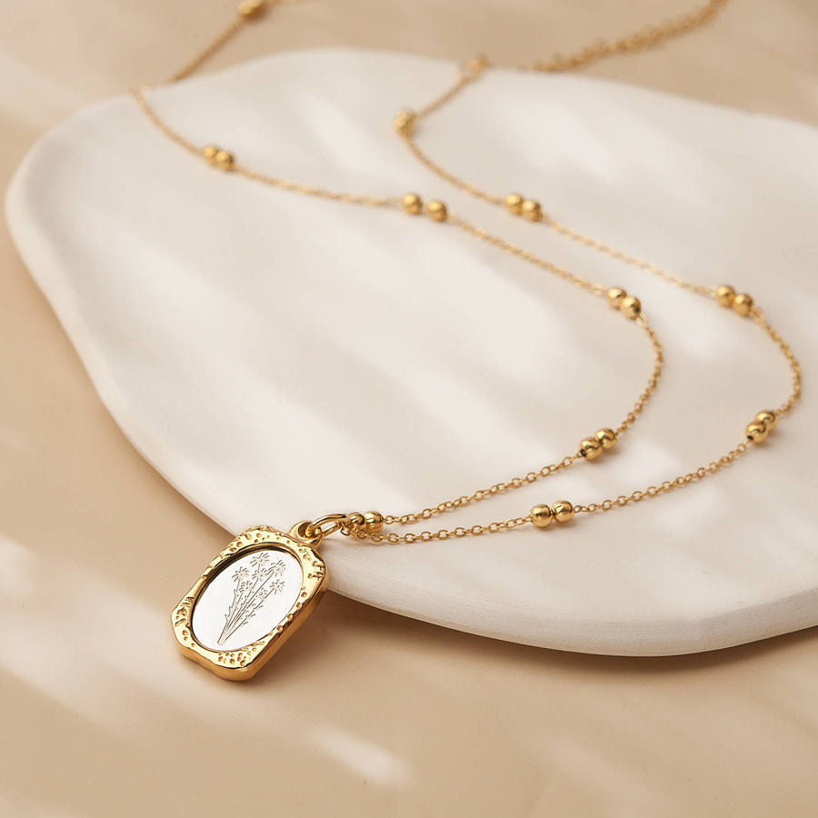 18K Gold Mirror Birth Flower Necklace