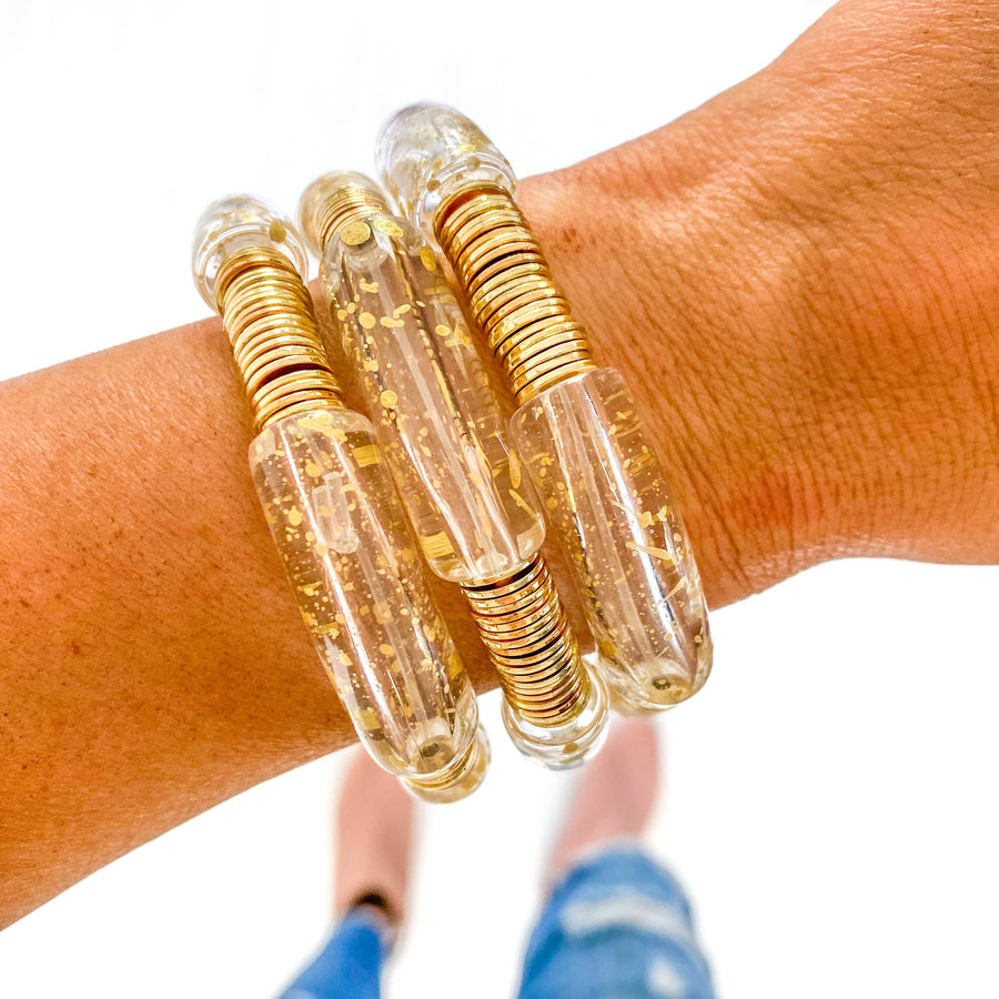 Savvy Bling - Small Christmas Red, Green, Acrylic Tube Bamboo Bracelet: Red Chucky Heishi