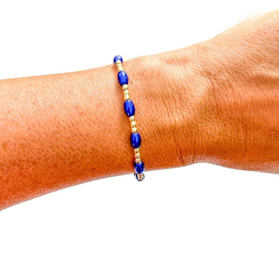Savvy Bling - Blue 18K Gold Filled Bracelets: Matte Flat Blue & Gold