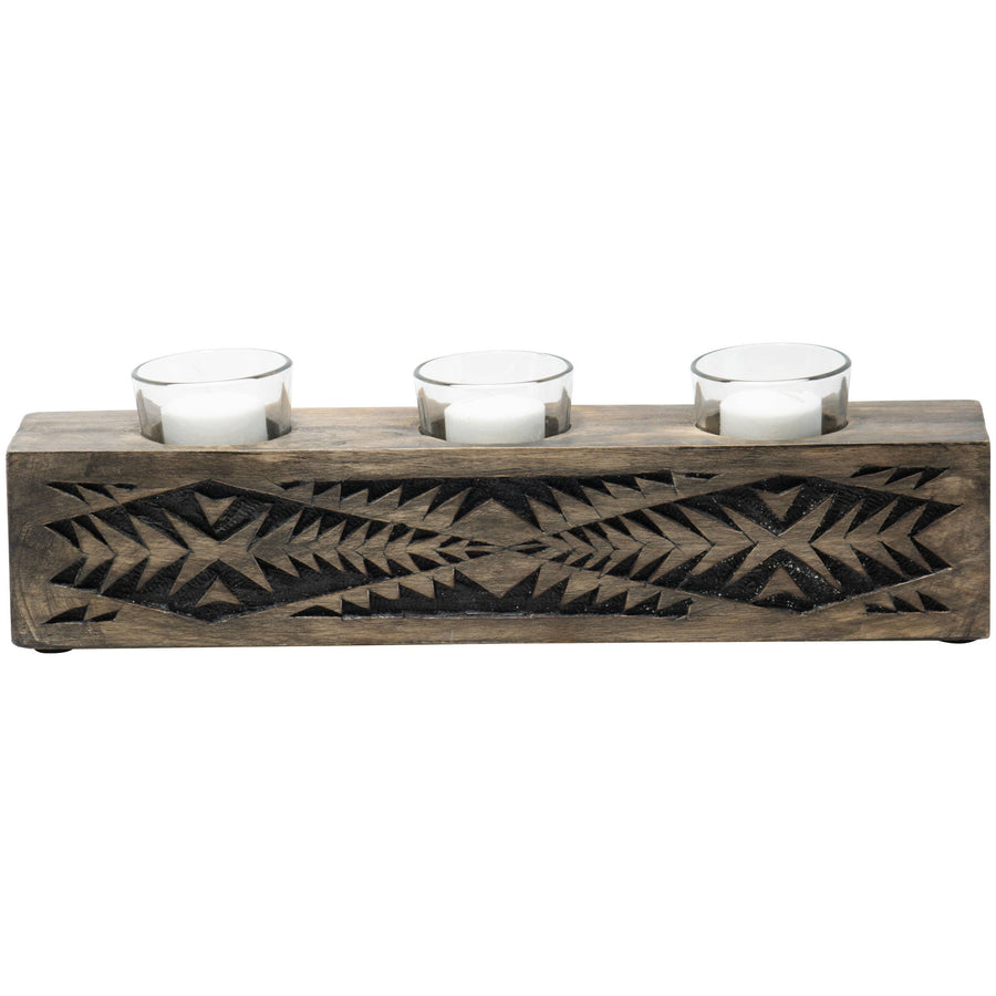 Foreside Home & Garden - Tucson Black Southwest Votive Candle Holder, 3 Glass Inserts