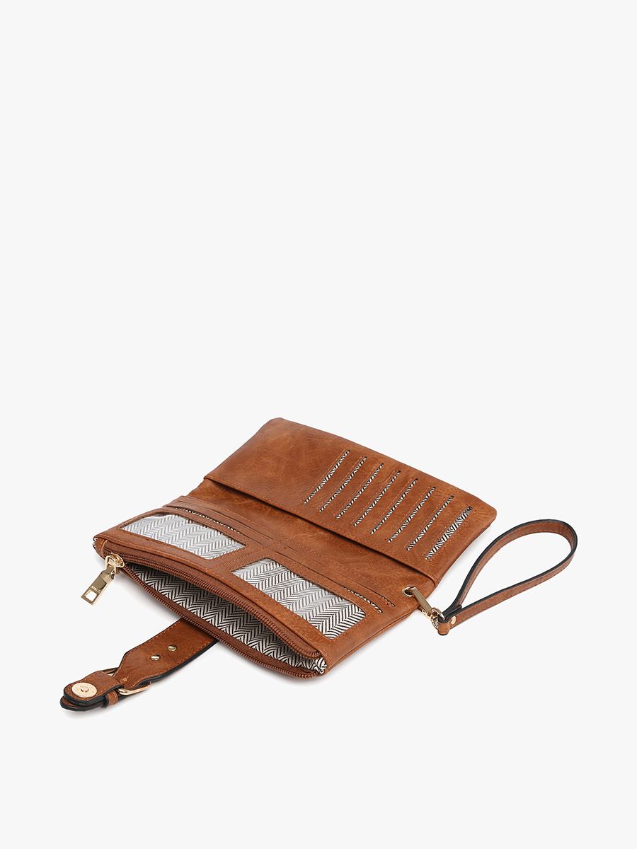 Jen & Co. - Cadence Buckle Wallet/Clutch w/ Zip Top: Brown