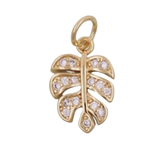 It's Especially Lucky - Mini Pavé Tropical Leaf Charm
