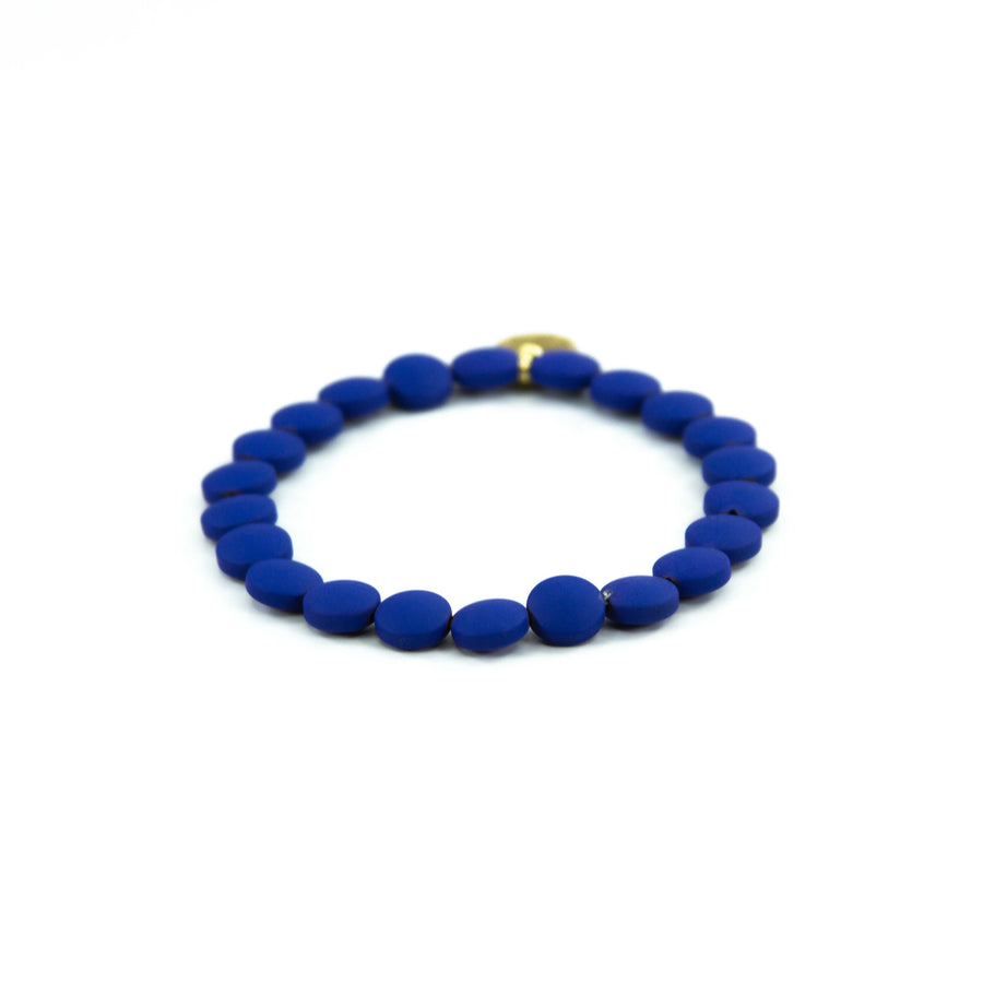 Savvy Bling - Blue 18K Gold Filled Bracelets: Matte Flat Blue & Gold