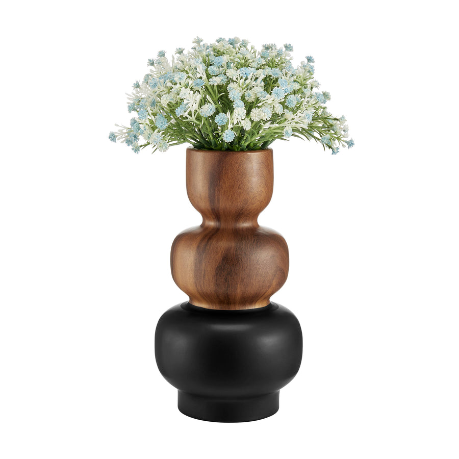 Two Tone Vase Black and Walnut