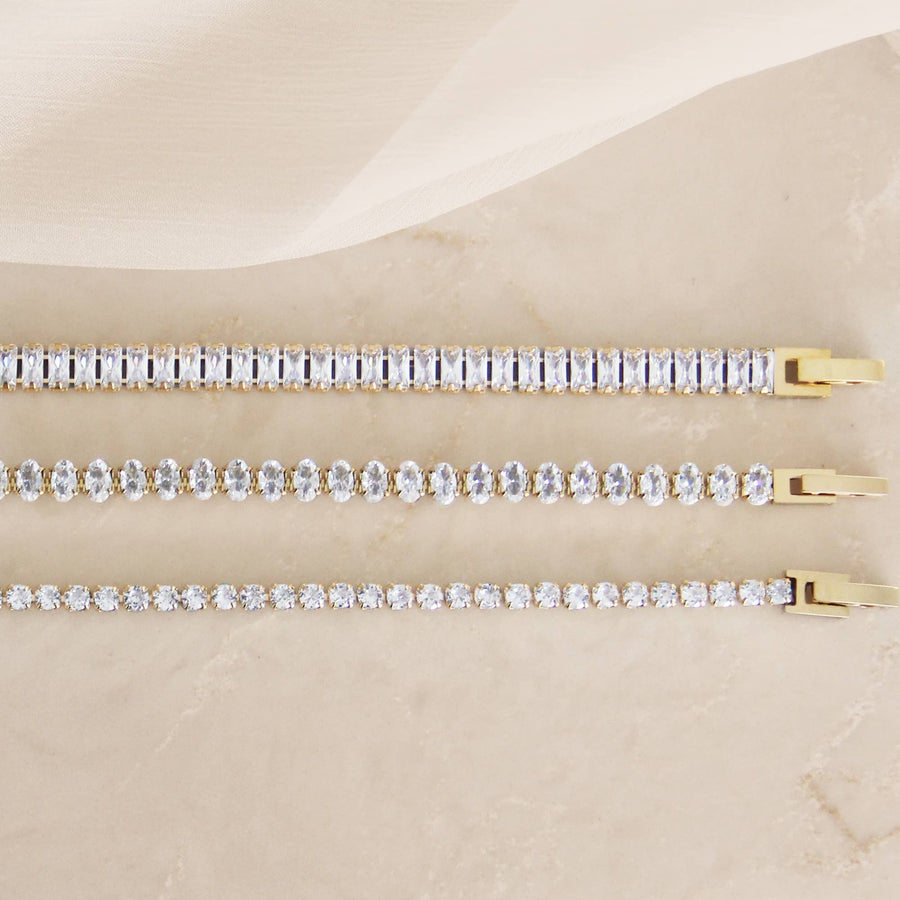 MAIVE - Tennis Bracelet: Gold / Baguette