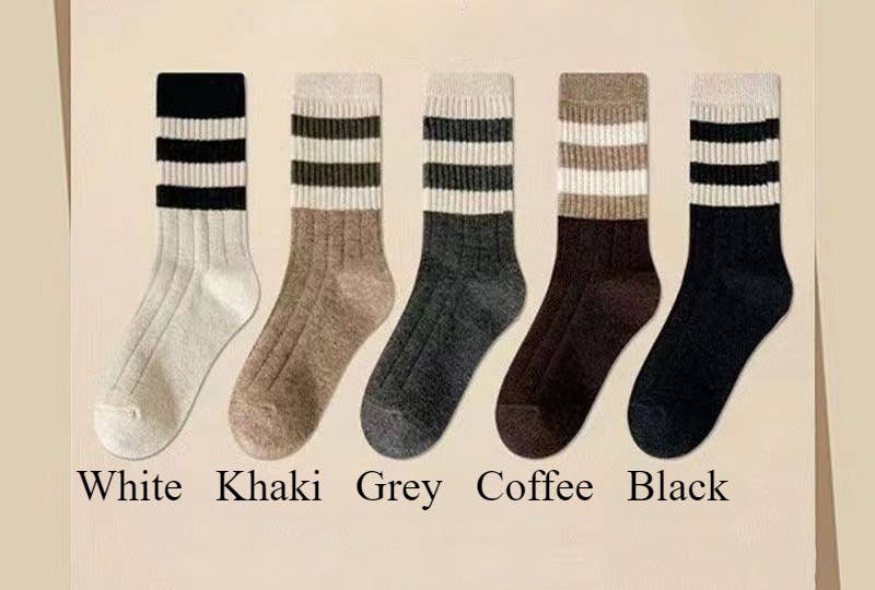 Sweetkama - Ladies Socks/Rib Knit Color Block Stripe Socks/OS