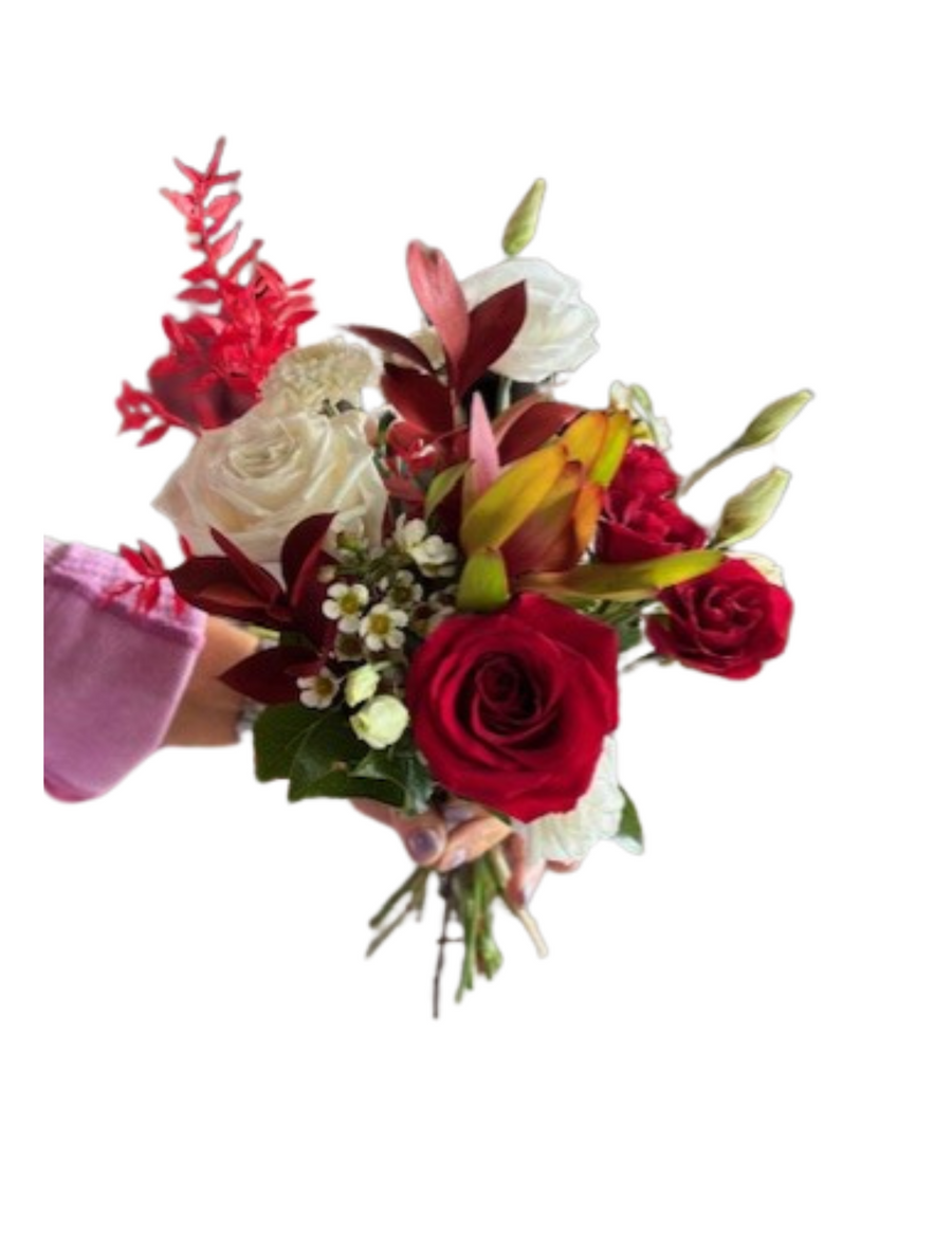 Prom Posy:   Red and White Mix
