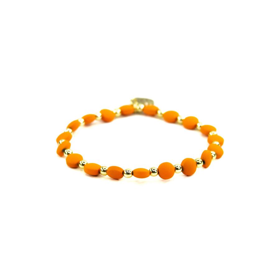 Savvy Bling - Orange Gold Filled Bracelets: Metallic Orange Barrel & Gold