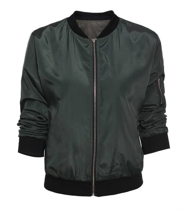 Stylish solid bomber jacket