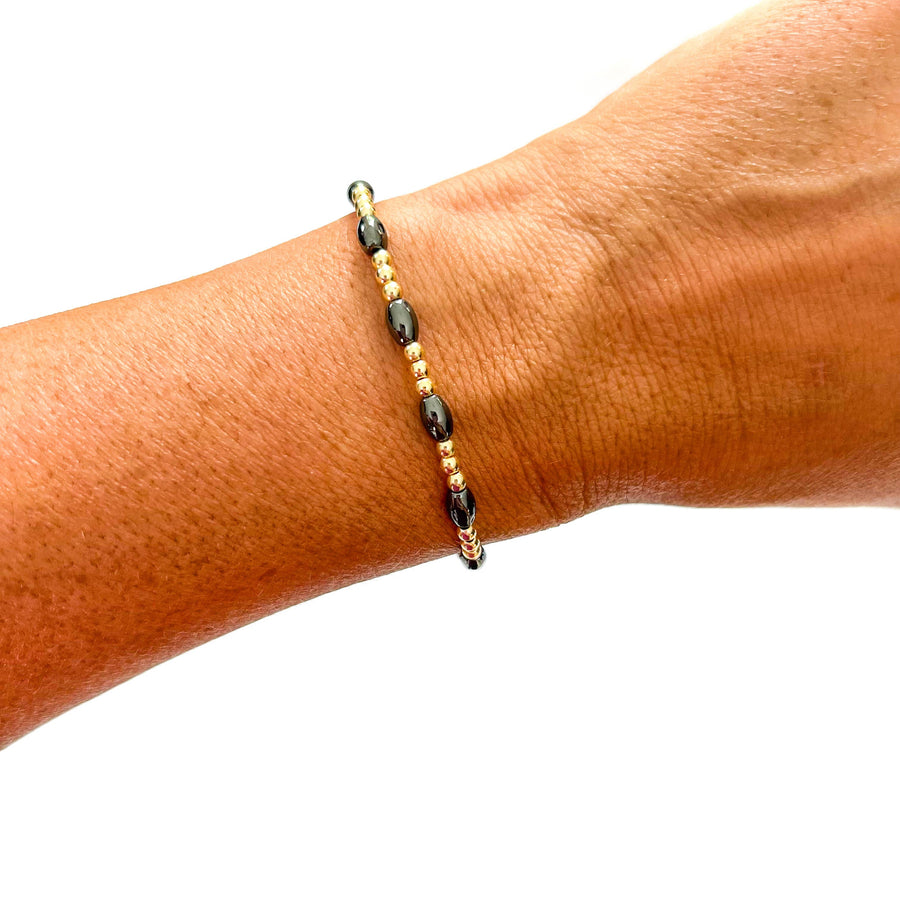 Savvy Bling - Black & Gold Filled Bracelets: Metallic Black & Gold Textured