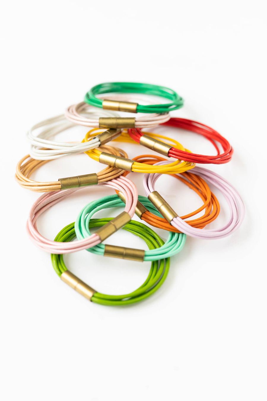 Nest Pretty Things - Magnetic Multi Cord Leather Bracelet: 6.5" / Gold