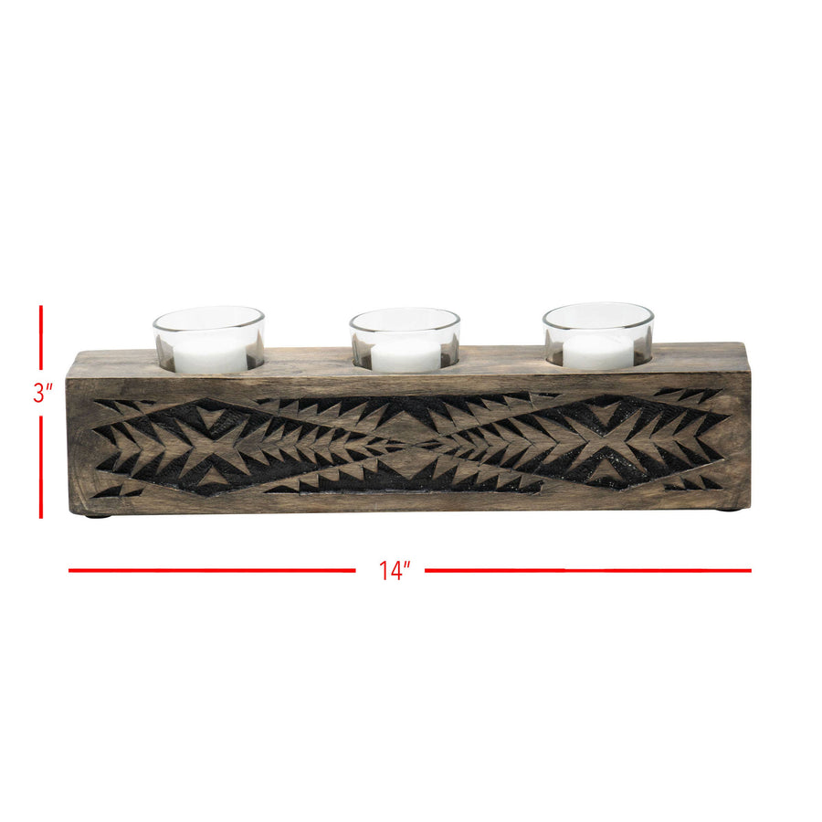 Foreside Home & Garden - Tucson Black Southwest Votive Candle Holder, 3 Glass Inserts