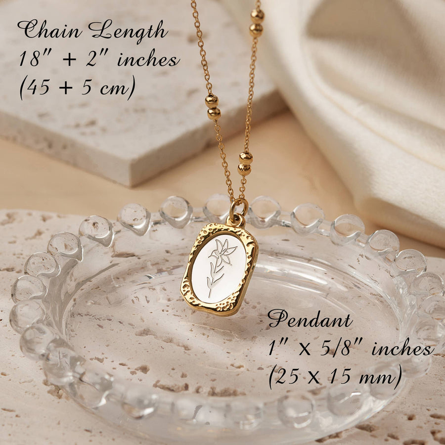 18K Gold Mirror Birth Flower Necklace