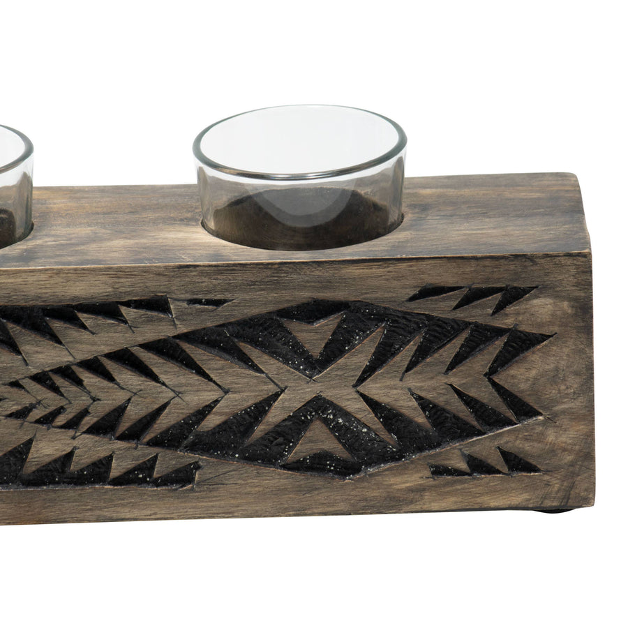 Foreside Home & Garden - Tucson Black Southwest Votive Candle Holder, 3 Glass Inserts