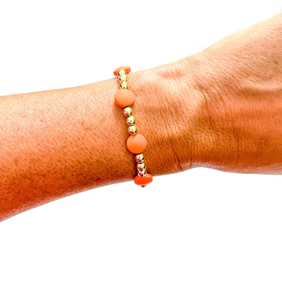 Savvy Bling - Orange Gold Filled Bracelets: Matte Orange & 3 Gold