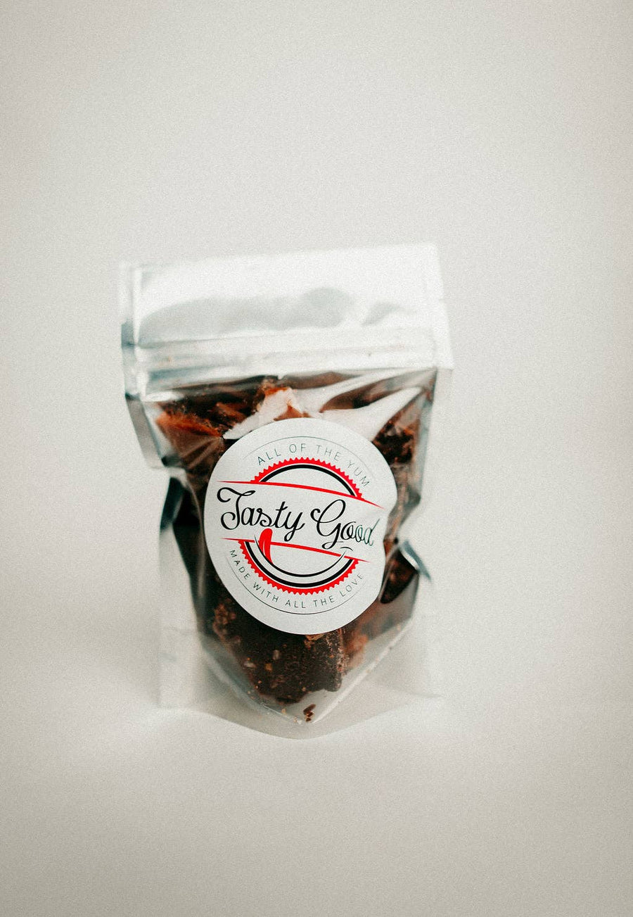 Dark Chocolate Sea Salt Toffee: 3oz