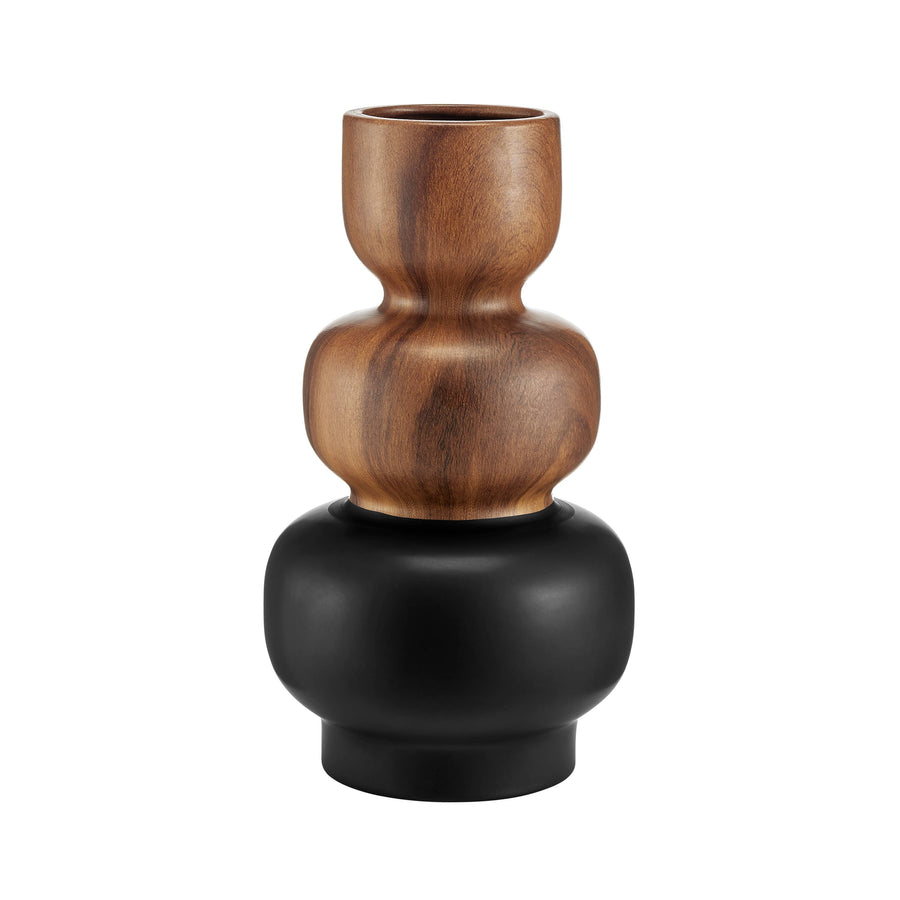 Two Tone Vase Black and Walnut