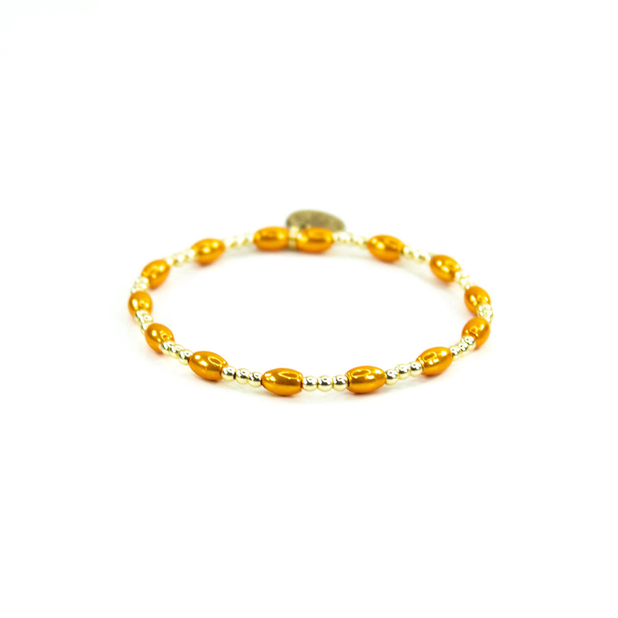 Savvy Bling - Orange Gold Filled Bracelets: Matte Orange & 3 Gold