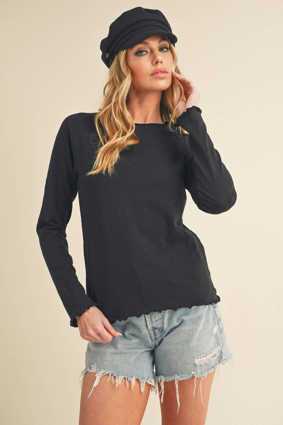 AEMI + CO - Black Gwen Baby Long Sleeve Top