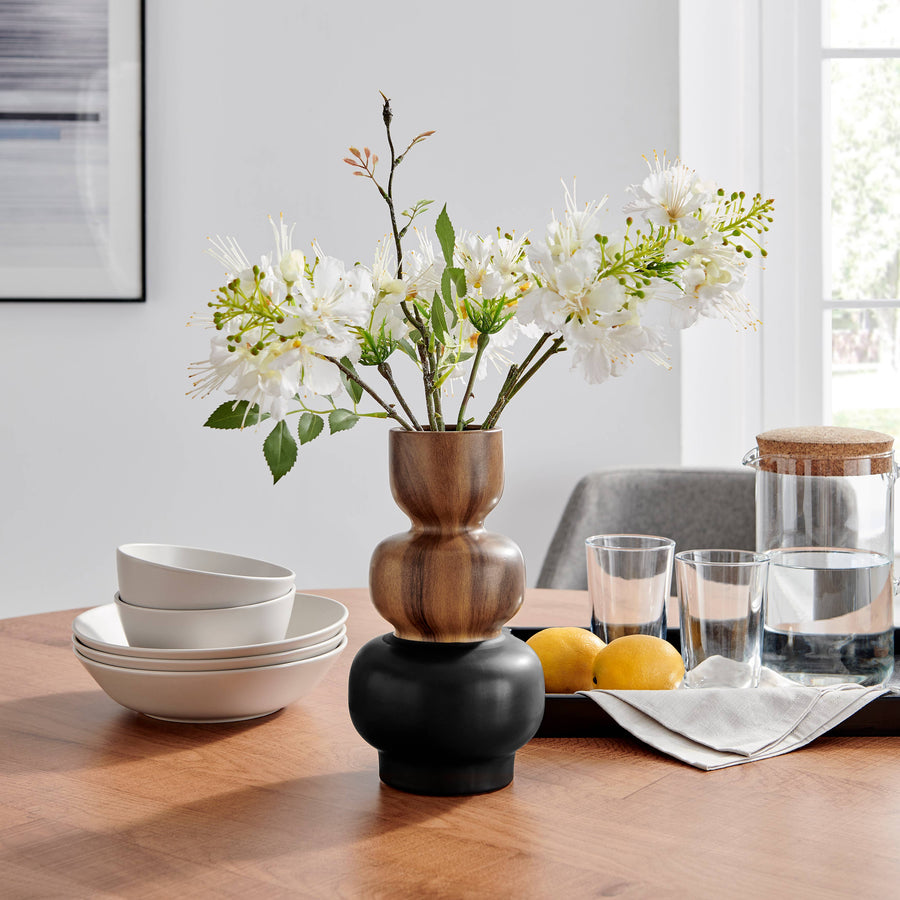 Two Tone Vase Black and Walnut