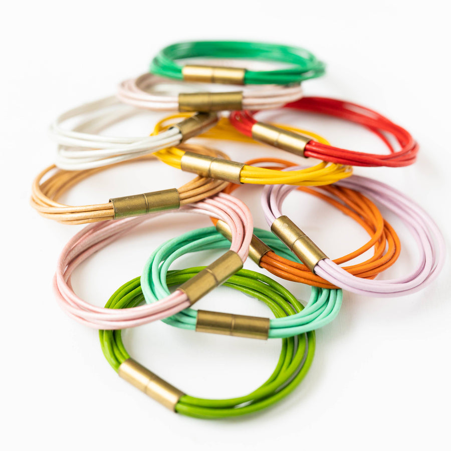 Nest Pretty Things - Magnetic Multi Cord Leather Bracelet: 6.5" / Gold